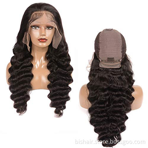 Brazilian real hair loose deep wave lace front wig real human hair suitable for women 150% density (26 inches, 13x4) wholesale
